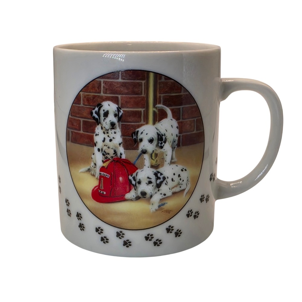 Princeton Gallery 1993 Firehouse Frolic Dalmatian Puppy Porcelain Mug Japan